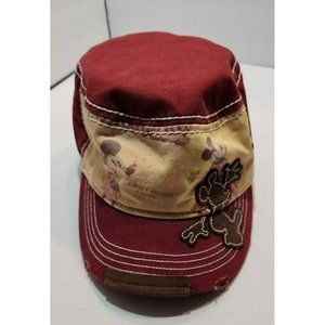Disney Parks Distressed Steamboat Willie Comic Mickey Mouse Red Adjustable Cap